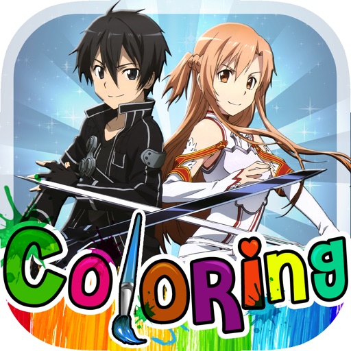 Coloring Anime & Manga Book : Collection Japanese Cartoon Sword Art Online For Kids icon