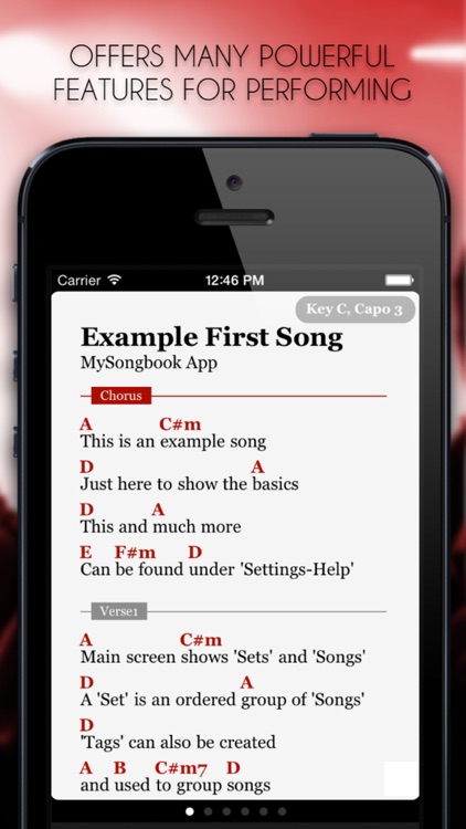 MySongbook - Chord chart binder for performing live gigs on stage and practicing songs on guitar