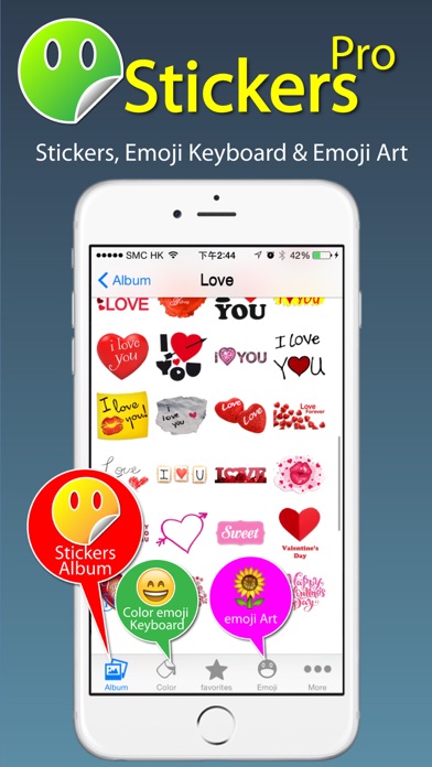 Stickers Pro for iOS8 +Emoji Keyboard & Emoji Art Screenshot 1