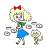 Blonde Curly Girl And Her Cat Stickers