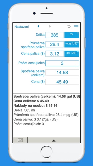 Výpočet spotřeby paliva a nákladů(圖4)-速報App