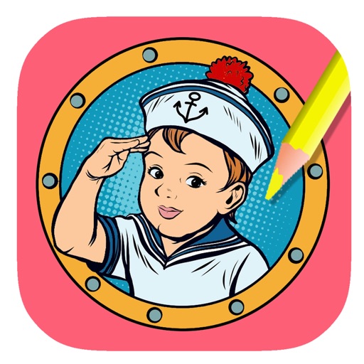 Free Captain And Boat Coloring Page Game Version Icon