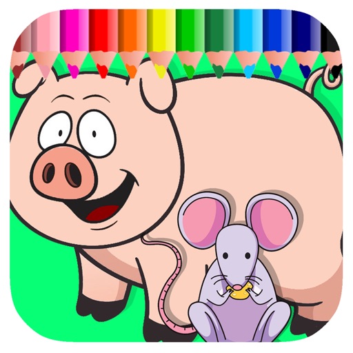 Kids Coloring Games Page Pep Pig And Mouse Icon