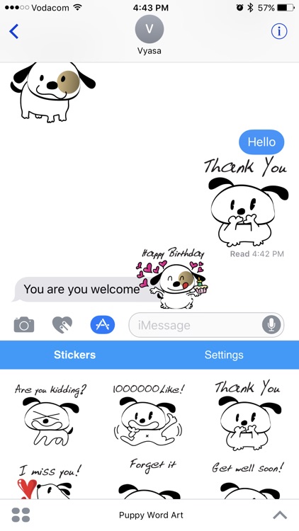 Cute Puppy Word Art Emoji - Cool Emoticon Stickers