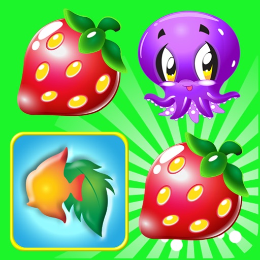 Kids match - fruit & fish icon