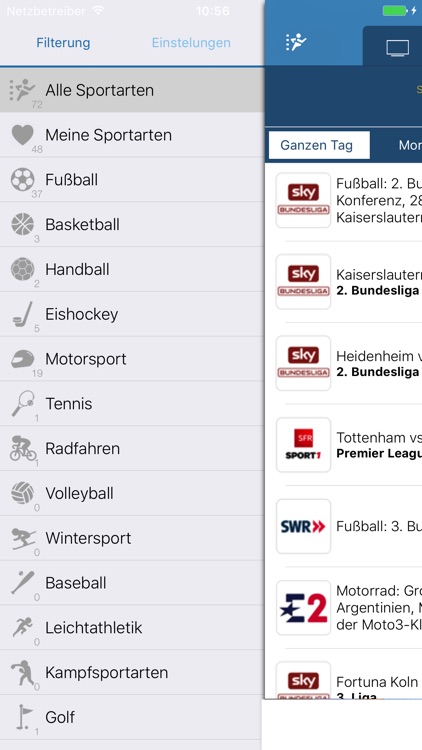 Sport im TV - Live TV Programm