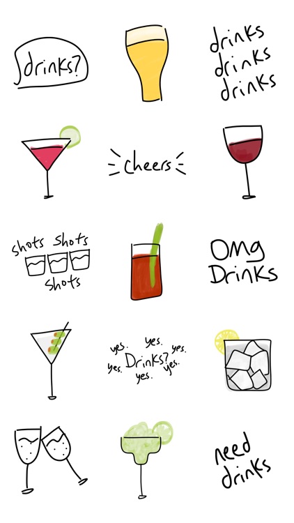 Drink sticker, fun beer wine stickers for iMessage