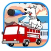 Kids Coloring Book For Paw Fire Truck Educational