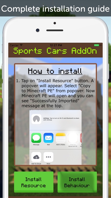 Sports Cars AddOn for Minecraft Pocket Edition