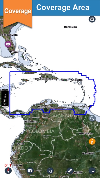 Caribbean Sea offline nautical charts for fishing