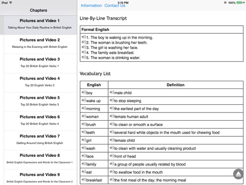Learn British English with Pics & Video for iPad screenshot 2