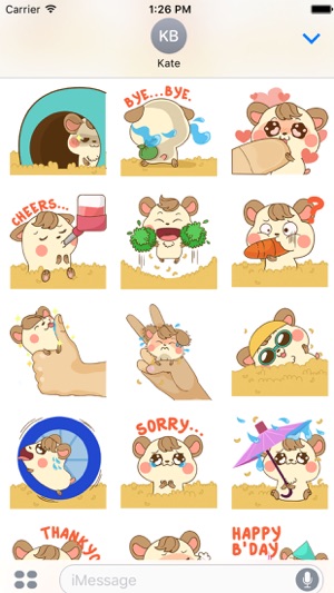 Colla the happy hamster for iMessage Sti