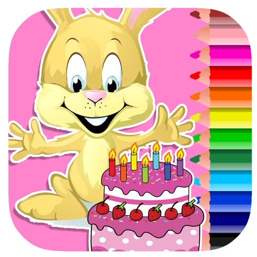 Free Draw Bunny And Cake Coloring Book Games Icon