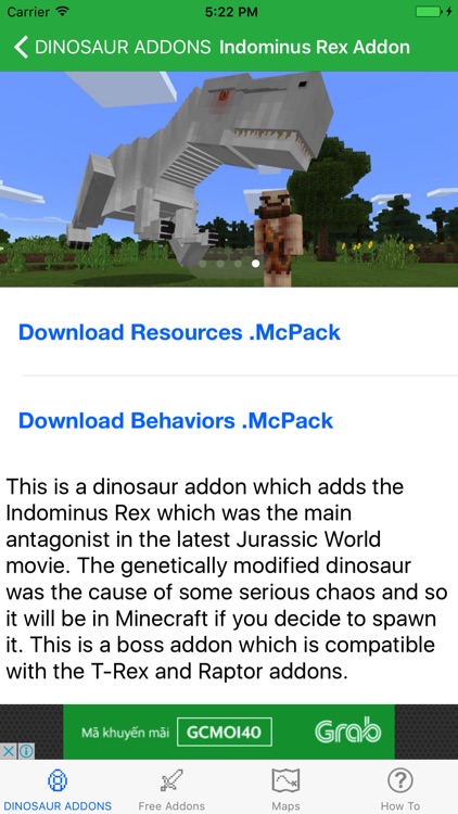 Dinosaur AddOns  Maps For Minecraft Pocket Edition