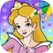 Coloring pages game for kids to paint or color beautiful fairytale princesses