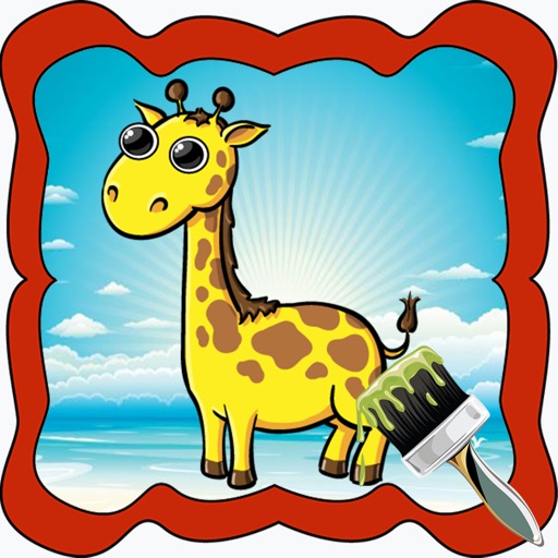 Giraffe Family Cartoon Coloring Version Icon