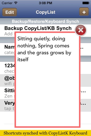 CopyListK shortcuts utility screenshot 2