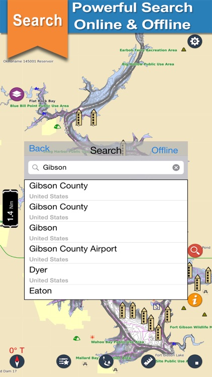 Fort Gibson Lake offline nautical fishing charts screenshot-3
