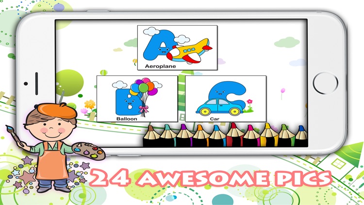 ABC Alphabet Vocabulary coloring pages for kids