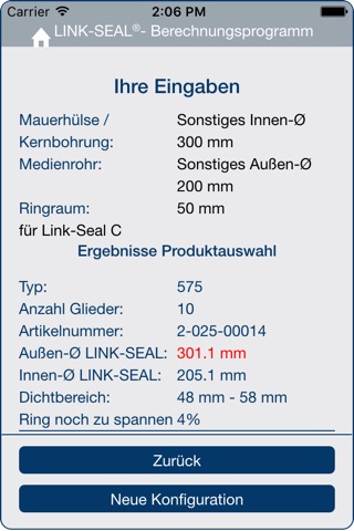 LINK-SEAL® - Berechnungsprogramm screenshot 4