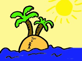 A small set of stickman and his lonely island