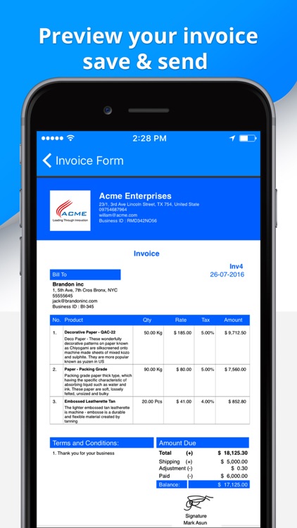 Invoice Pro. Invoice on the go