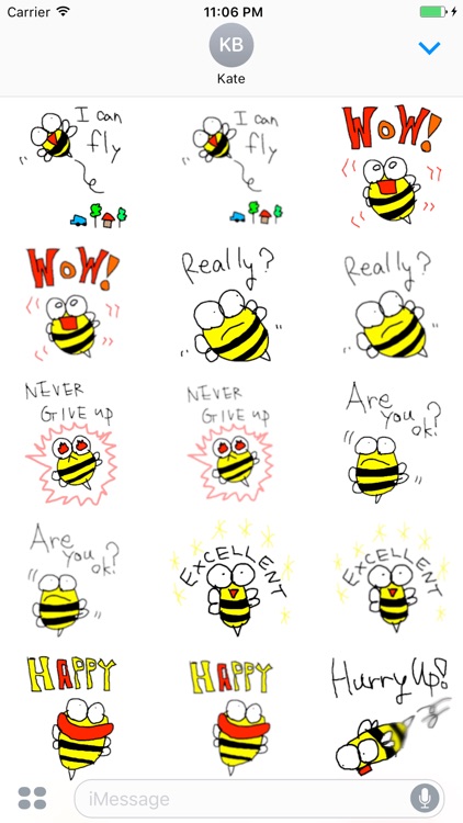 Peet The Little Cute Bee English Sticker