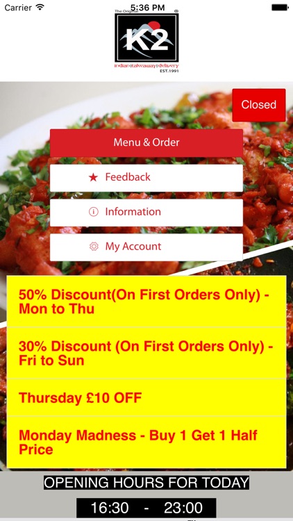 K2 Wimbledon Indian Takeaway