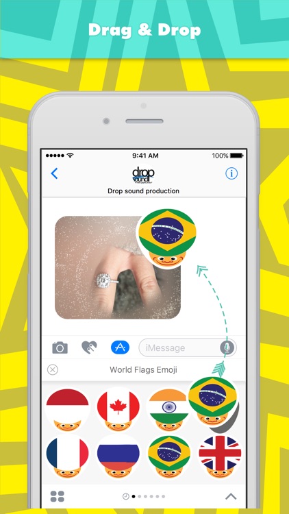 World Flags Emoji stickers by drop sound