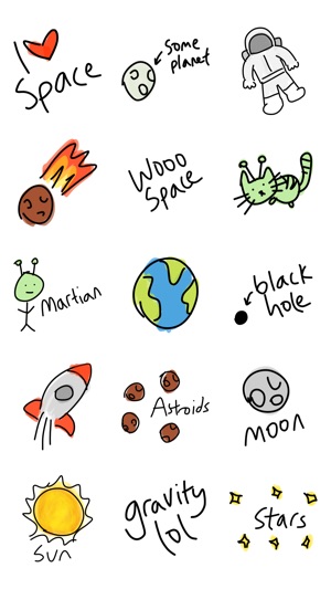 Space sticker, alien dog cat stickers for iMessage(圖2)-速報App