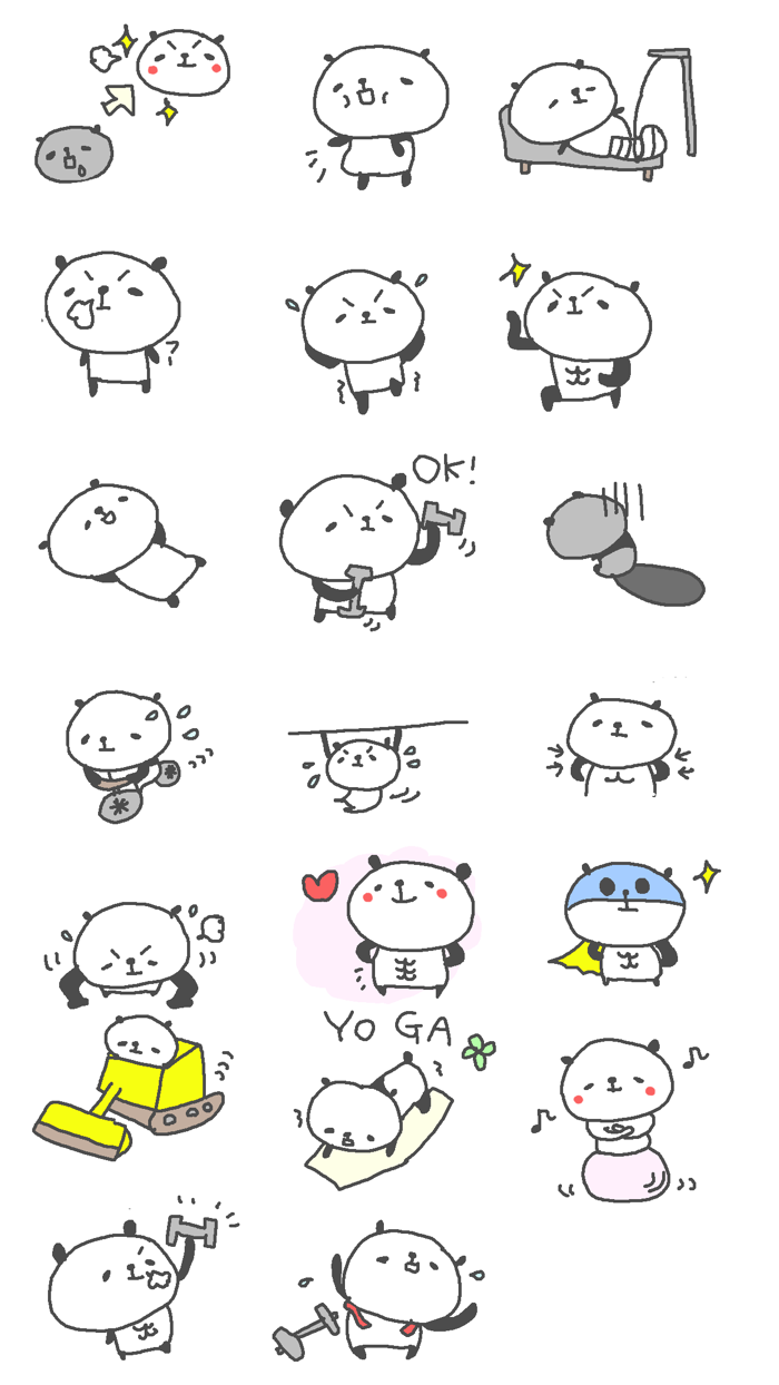 Athlete Panda Stickers