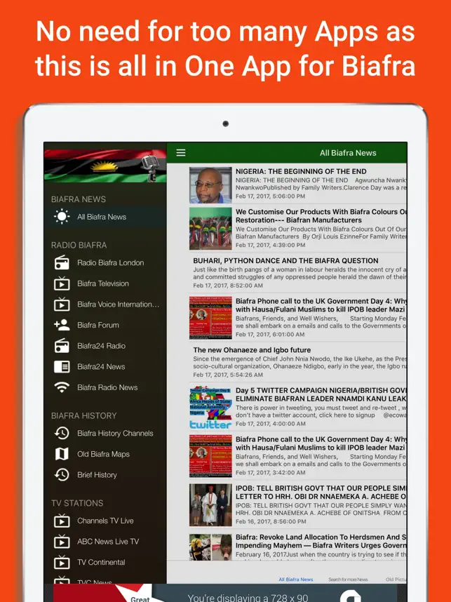 Catturare 3 Biafra News + Radio + TV Extra iphone