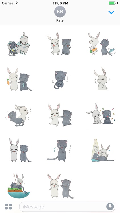 Karu Bunny and Sato Cat Sticker