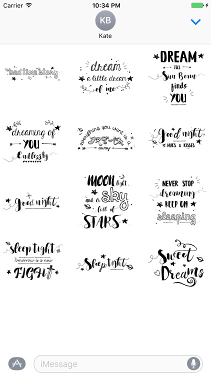 Good Night Typography Stickers for iMessage