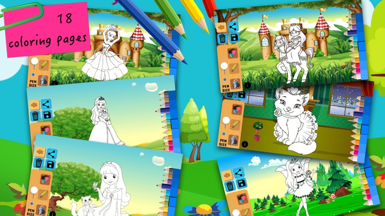 Princess fairy tale coloring pages for girls screenshot-4