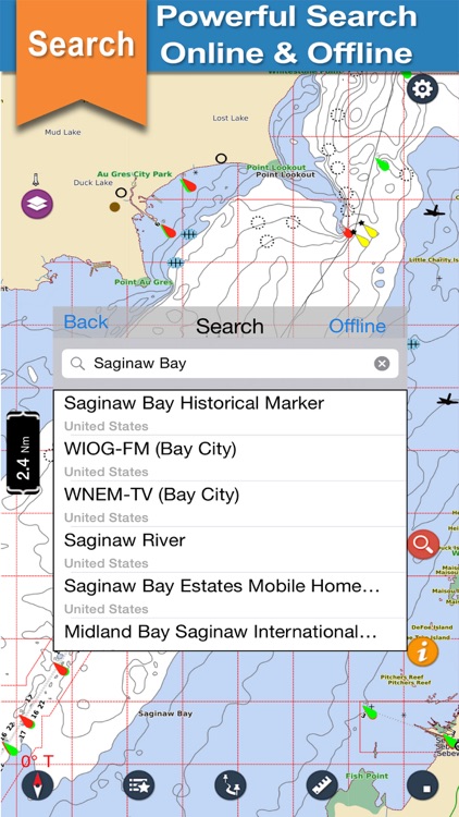 Saginaw Bay GPS offline nautical chart for boaters screenshot-3