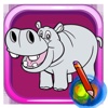 Preschool Hippo Animals Coloring Game For Kids