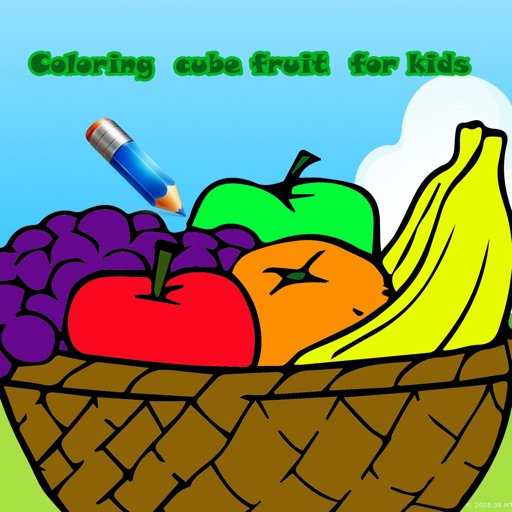 Coloring  cube fruit  for kids icon