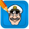 Coloring Kids Page Captain Boat Games Version