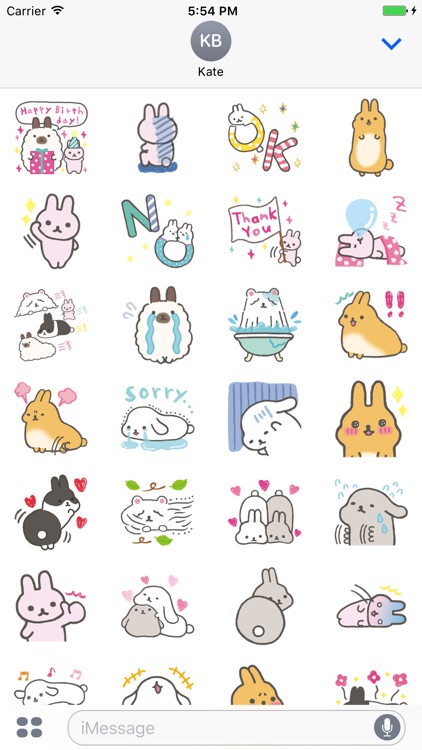 Cute rabbit with emotions stickers