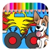 Coloring Drawing Game For Monster Truck And Patrol