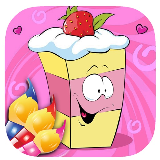 Coloring Book Game Kids Strawberry Cake Version Icon