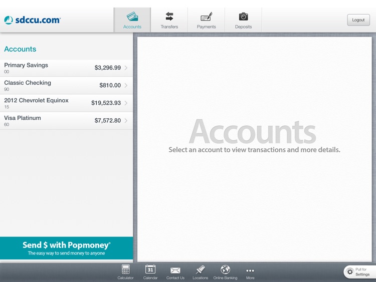 SDCCU Mobile Banking for iPad
