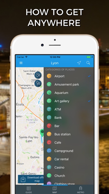 Lyon Travel Guide with Offline Street Map