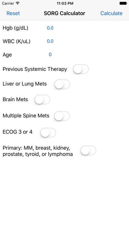 SORG Spine Metastases Survival Calculator