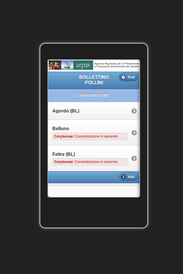 App ARPAV Pollini screenshot 2