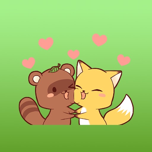 Cute Raccoon And Fox Animated English Stickers Icon