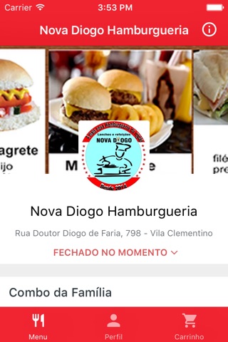 Nova Diogo Hamburgueria Delivery screenshot 2