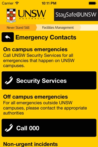 StaySafe@UNSW screenshot 2