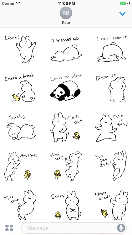 Daily Life Of White Bunny English Sticker